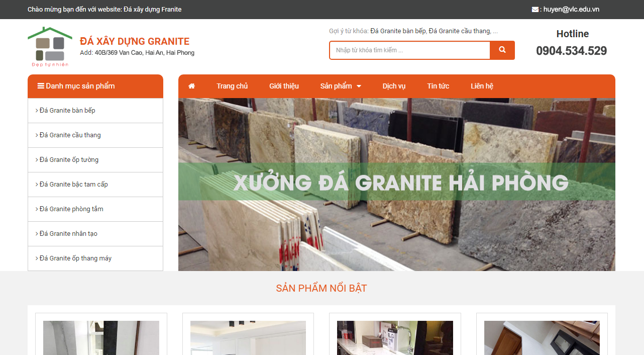 Mẫu website bán đá xây dựng