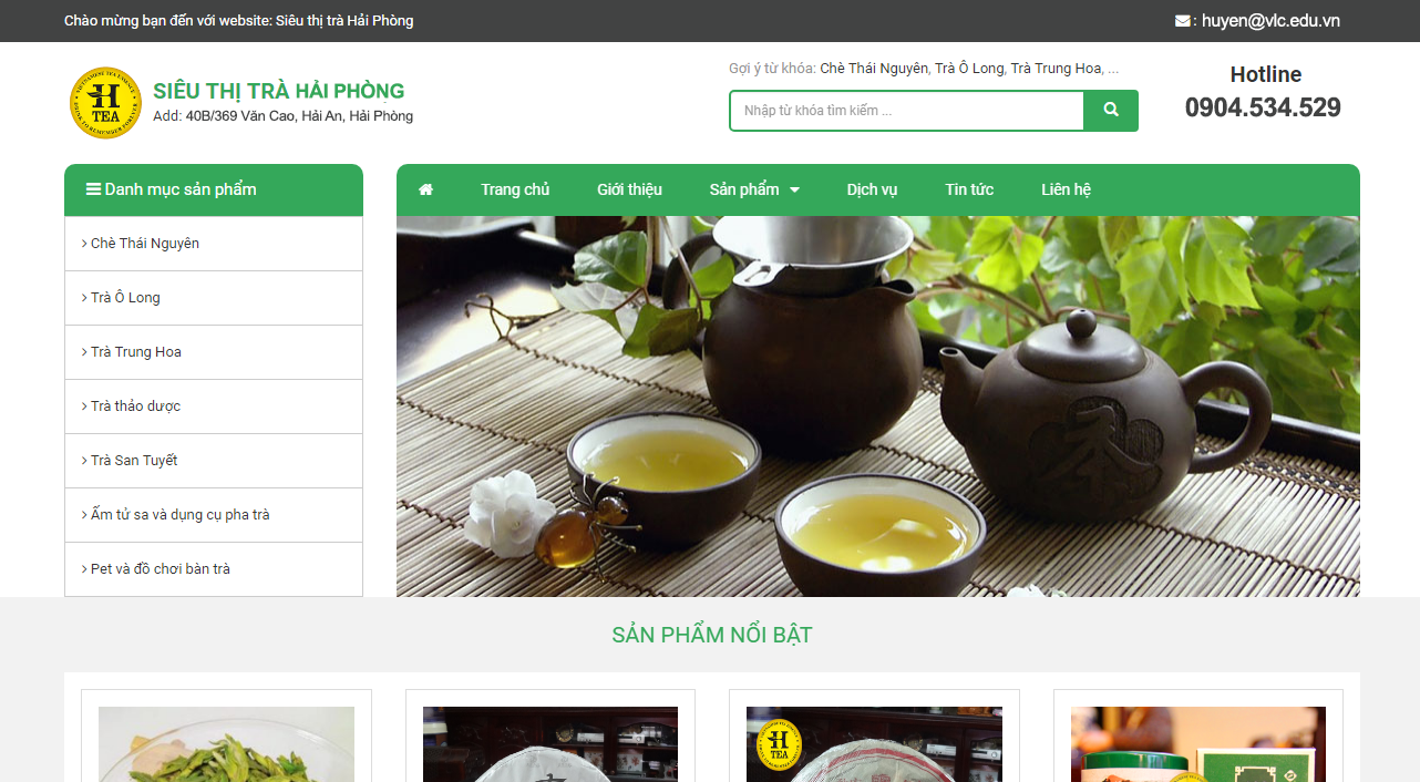 Mẫu website bán trà
