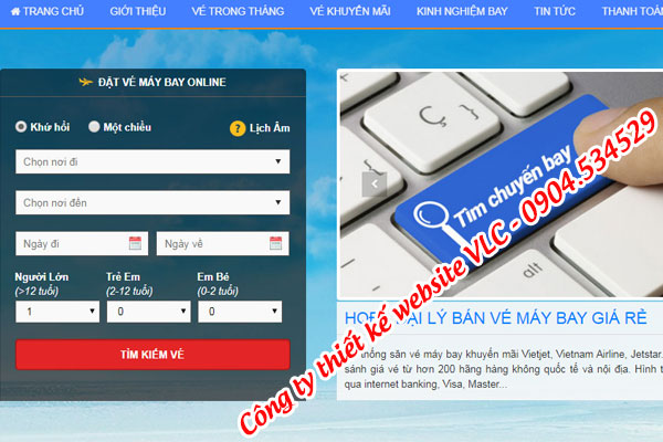 Thiết kế website đại lý bán vé máy bay tại Hải Phòng