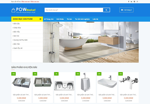 Thiết kế website showroom thiết bị vệ sinh tại Hải Phòng