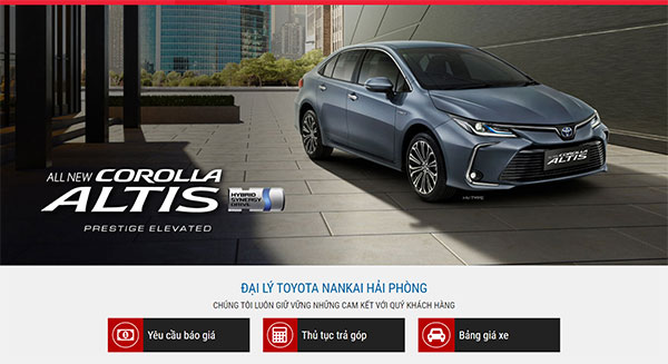Thiết kế website đại lý ô tô Toyota Hải Phòng