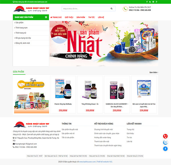 Mẫu website bán hàng xách tay