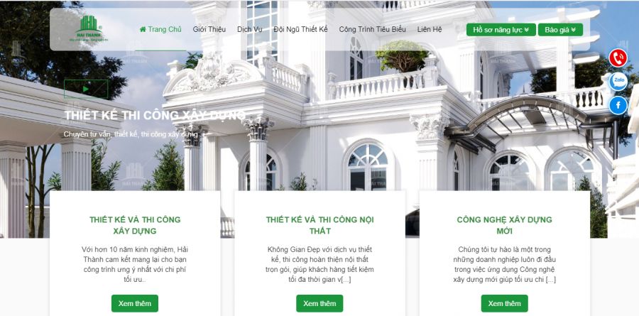 Thiết kế website công ty xây dựng Hải Thành Hải Phòng