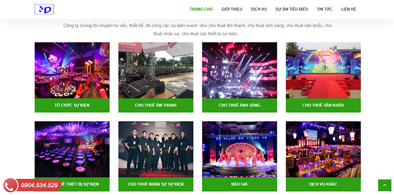 Thiết kế website tổ chức sự kiện tại Hải Phòng